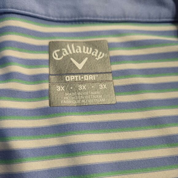Callaway Polo Shirt Mens 3X Blue Striped Opti Dri Wicking Short Sleeve Adult 3XL - Picture 4 of 8